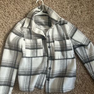 MELLODAY Gray and White Plaid Shirt